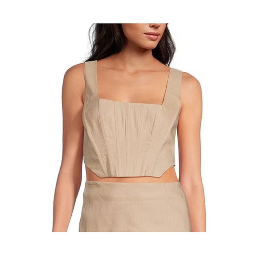 Gianni Bini Michelle Linen Blend Square Neck Sleeveless Corset Top, Sz 6 -- NWT